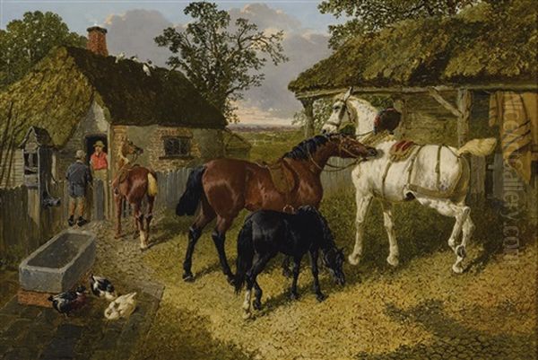 The Stable Yard Oil Painting by John Frederick Herring the Younger