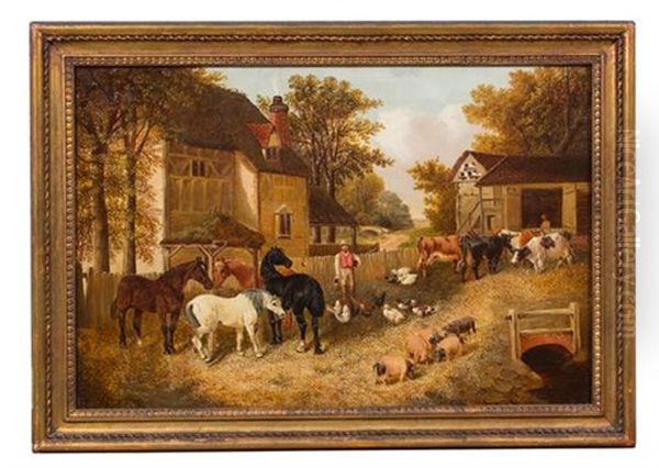 Untitled (the Stables) Oil Painting by John Frederick Herring the Younger