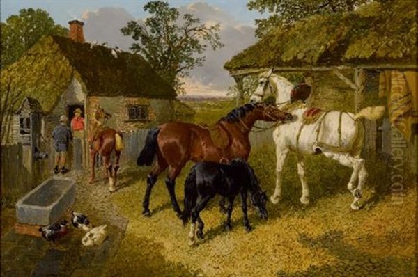 The Stable Yard Oil Painting by John Frederick Herring the Younger