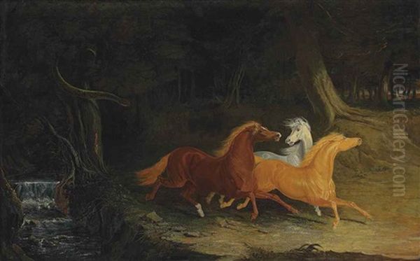 Horses Frightened By A Serpent Oil Painting by James Herring