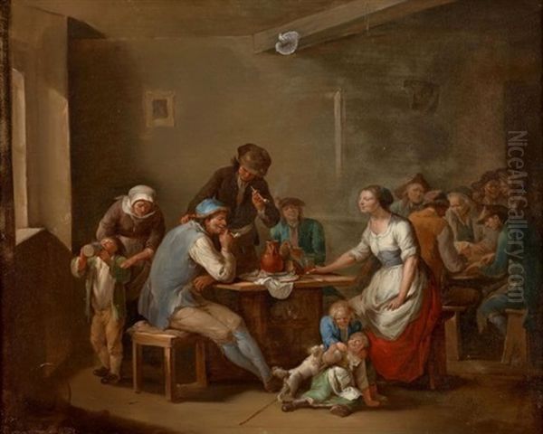 Fumeurs Et Buveurs Dans Une Taverne Oil Painting by Johann Andreas Herrlein