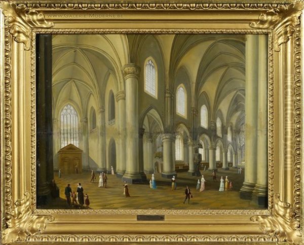 Interieur D'eglise Oil Painting by Johann Andreas Herrlein