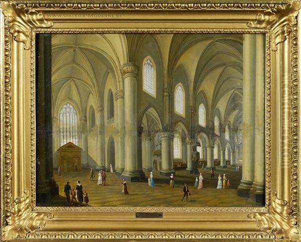 Interieur D'eglise Oil Painting by Johann Andreas Herrlein