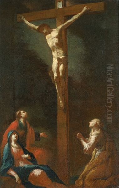 Christus Am Kreuz Mit Maria Magdalena Oil Painting by Johann Andreas Herrlein