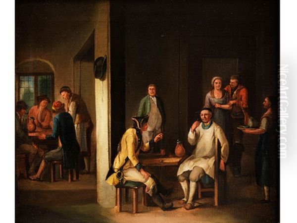 In Einem Wirtshaus In Der Rhon Oil Painting by Johann Andreas Herrlein