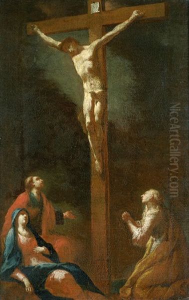 Christus Am Kreuz Mit Maria Magdalena Oil Painting by Johann Andreas Herrlein