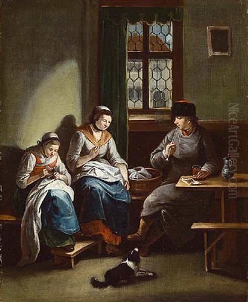 Familie In Der Stube Oil Painting by Johann Andreas Herrlein