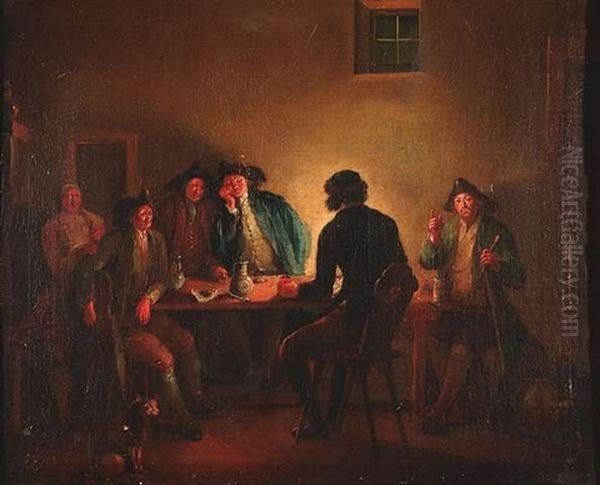 Wirtshausszene Oil Painting by Johann Andreas Herrlein