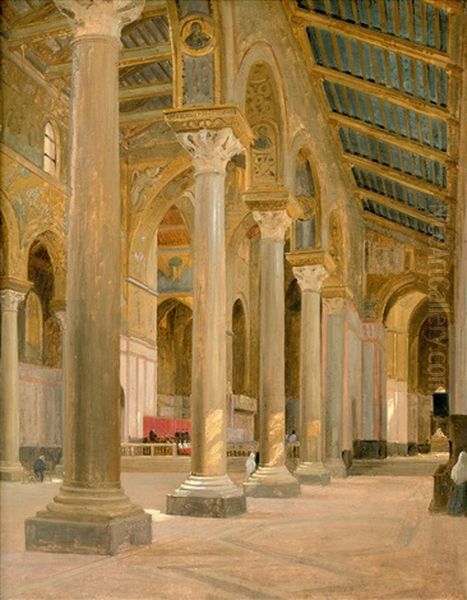 Messe In Der Kathedrale Santa Maria Nuova In Monreale Bei Palermo Oil Painting by Alexander Herrmann