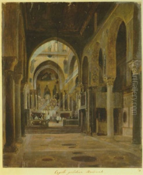 Eine Messe In Der Cappella Palatina In Palermo Oil Painting by Alexander Herrmann