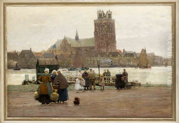 Ansicht Von Dordrecht Auf Die Gotische ''grote Kerk'' Mit Unvollendetem Turm Oil Painting by Hans Herrmann