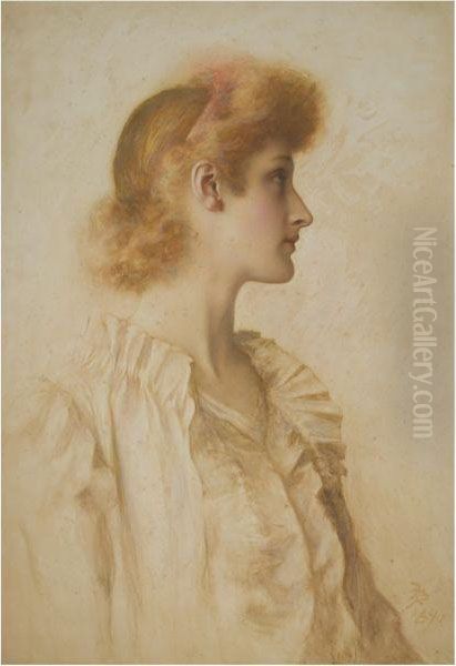 Portrait Of A Young Girl Reputed To Be Dorothy Dene Oil Painting by Reginald Barber