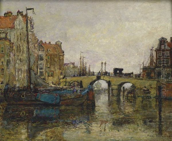 Hollandische Gracht, Wohl In Rotterdam Oil Painting by Hans Herrmann