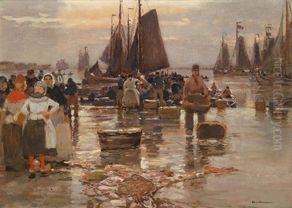 Am Fischmarkt Oil Painting by Hans Herrmann