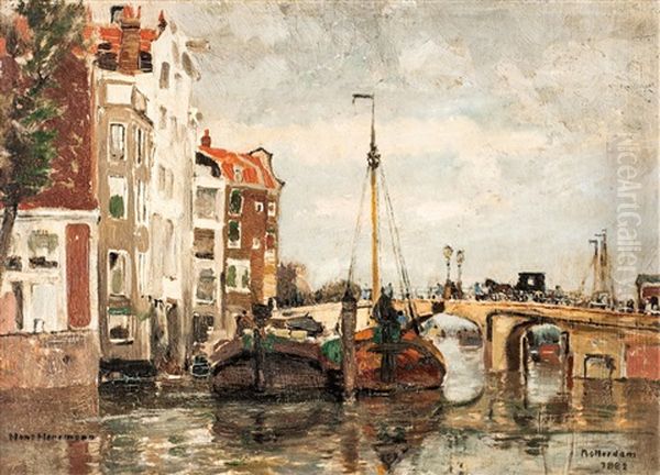 Alte Brucke In Rotterdam Oil Painting by Hans Herrmann