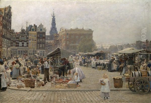 Markt In Amsterdam Oil Painting by Hans Herrmann