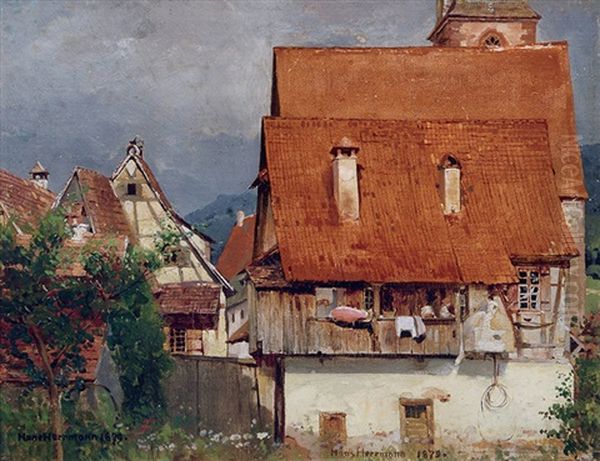 Timber Framed Houses Oil Painting by Hans Herrmann