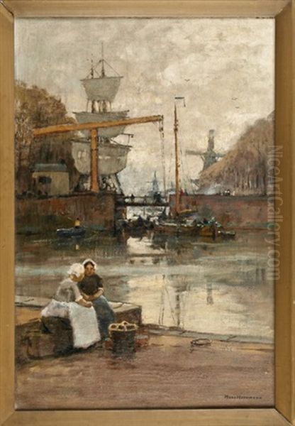 Delftshaven Oil Painting by Hans Herrmann