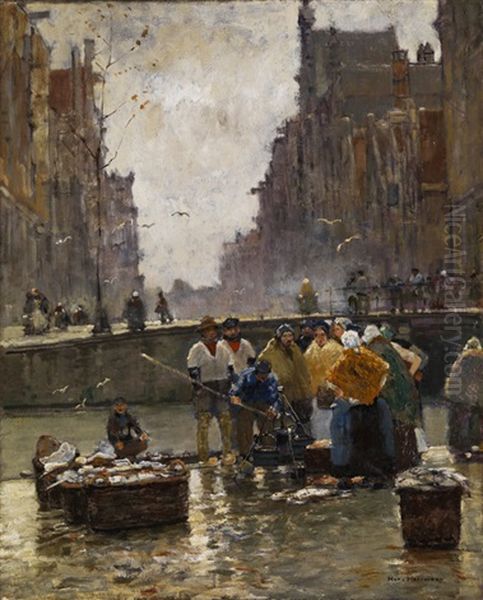 Fischmarkt Oil Painting by Hans Herrmann