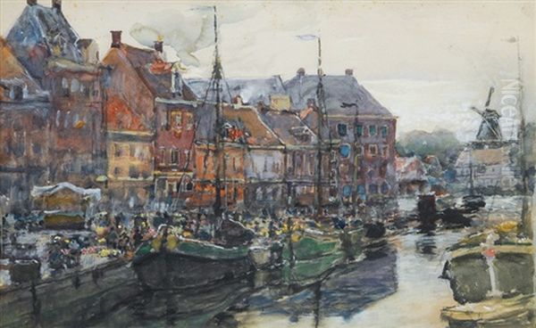 Cheese-market In Zwolle Oil Painting by Hans Herrmann