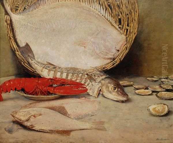 Fischstilleben Mit Hummer Und Austern Oil Painting by Hans Herrmann