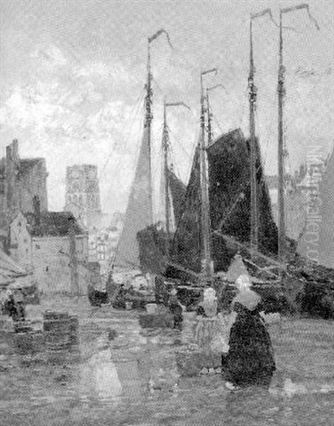 Alt-rotterdam (fischerhafen) Oil Painting by Hans Herrmann