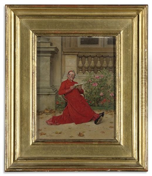 The Cardinal Reading Nana Oil Painting by Leo Herrmann