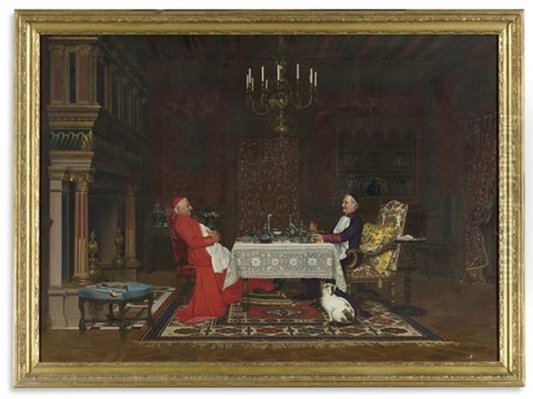 The Cardinal's Dinner Oil Painting by Leo Herrmann