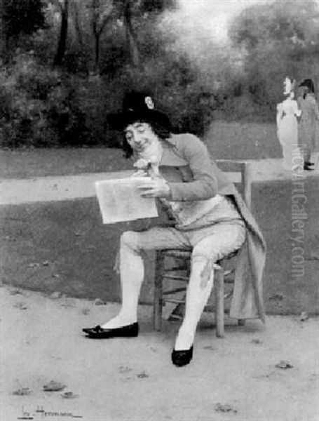 An Afternoon Read In The Park Oil Painting by Leo Herrmann