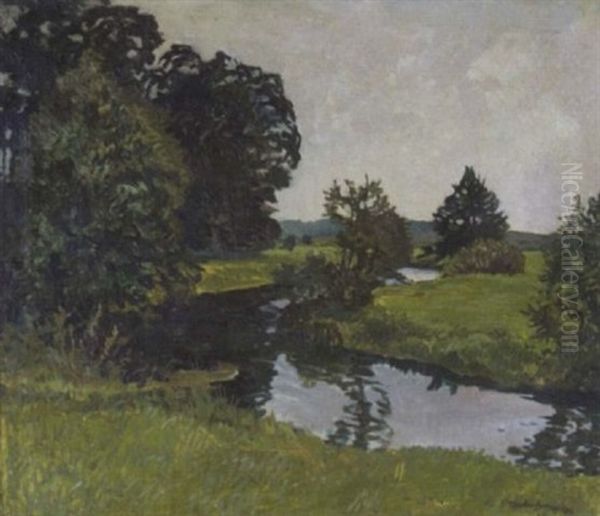 Am Oberlauf Der Hamme Oil Painting by Theodor Herrmann