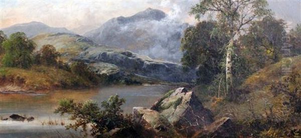 River Landscape Oil Painting by Thomas Stanley Barber