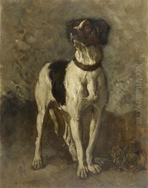 Jagdhund (study) Oil Painting by Charles Herrmann-Leon