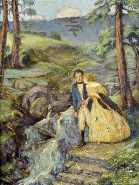 Romantic Walk Oil Painting by Otto Herschel