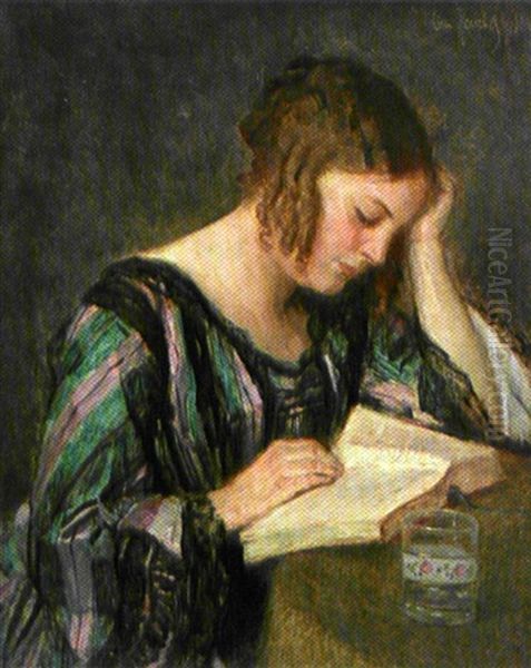 La Lecture Oil Painting by Otto Herschel