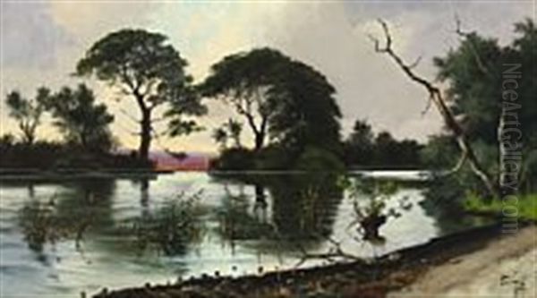 Landscape With Lake And Heather by Oscar Herschend