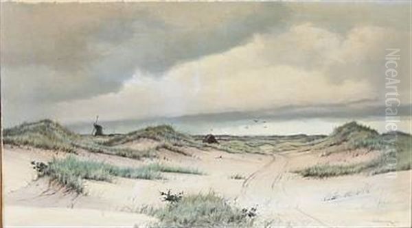 The Beach At Rabjerg, Denmark Oil Painting by Oscar Herschend