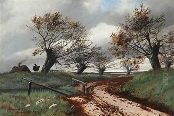 Autumn Landscape From Jyderup, Denmark Oil Painting by Oscar Herschend