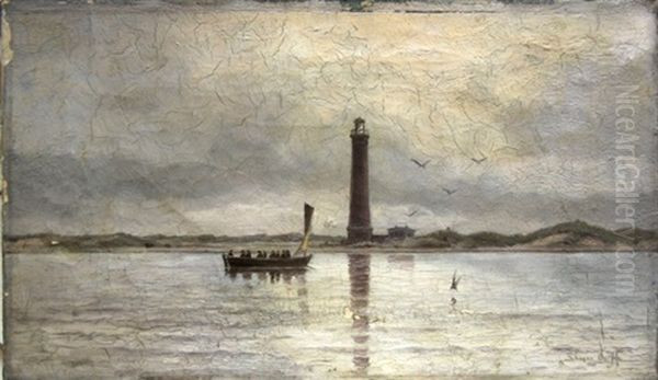 Skagen Fyr, I Forgrunden Robad Oil Painting by Oscar Herschend