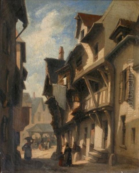 Vieille Rue En Normandie Oil Painting by Emile Antoine Francois Herson