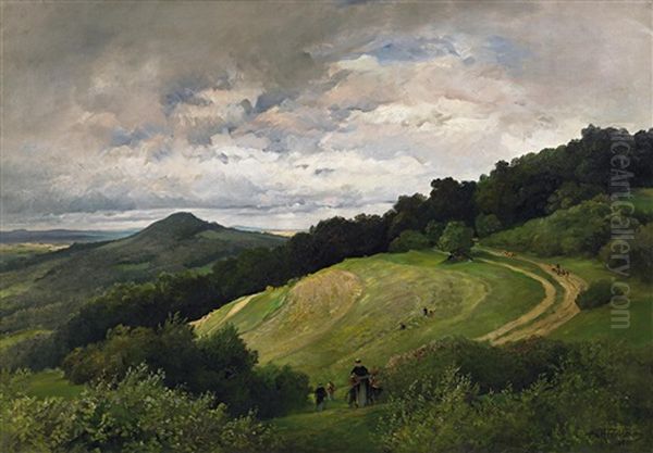 Weite Landschaft Bei Banz Oil Painting by Albert Hertel