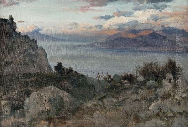 Mediterrane Kustenlandschaft Oil Painting by Albert Hertel