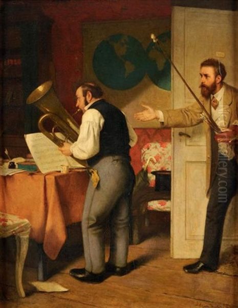 Les Musiciens Oil Painting by Carl Konrad Julius Hertel