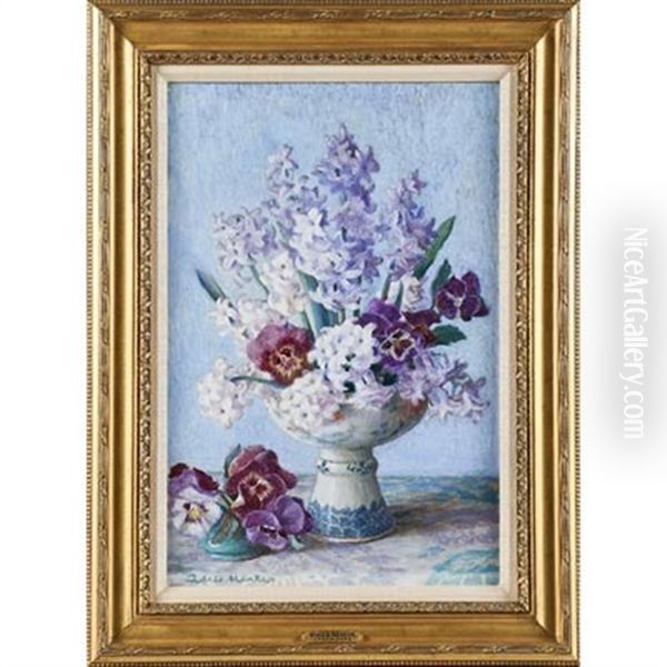 Untitled (purple Flowers) Oil Painting by Adele Herter