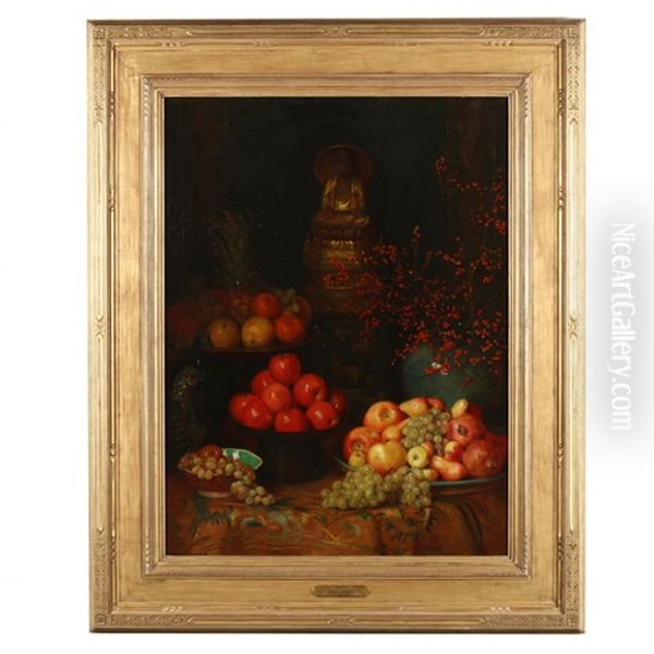 Still Life With Buddha And Fruit by Albert Herter