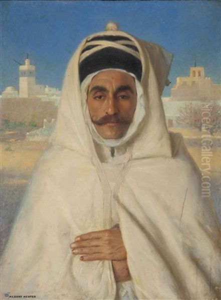 Ahmed Gharza, Dragoman Of Marrakech Oil Painting by Albert Herter