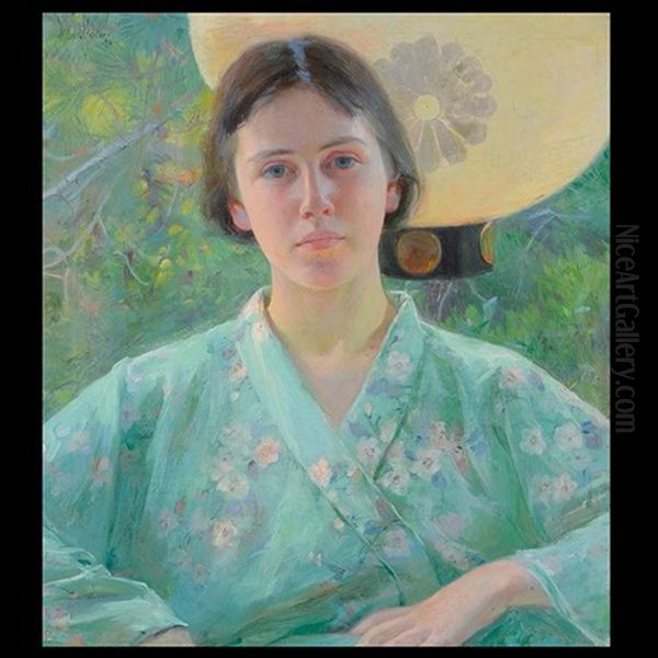 Young Beauty In Kimono by Albert Herter