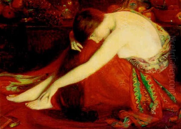 Resting Red-haired Beauty Oil Painting by Albert Herter