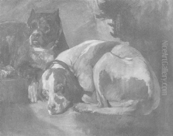 Zwei Hunde Oil Painting by Wilhelm Friedrich Herter