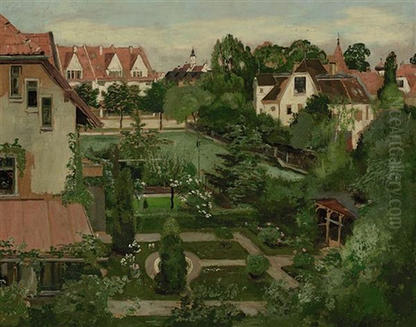 Gartenidylle Oil Painting by Wilhelm Jakob Hertling