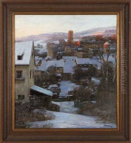 Winternachmittag Uber Eppstein Oil Painting by Wilhelm Jakob Hertling